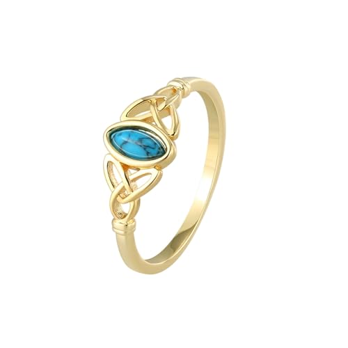 Daesar Eheringe Gold 585 Damen Einzeln, Frauen Ring Keltische Knoten mit Türkis Ringe Verlobung und Hochzeit Gr.58 (18.5) von Daesar