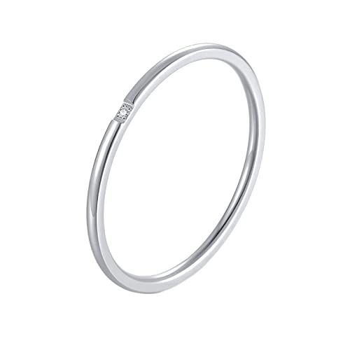 Daesar Frauen Ring Silber, Edelstahl Ring Schmal 1MM mit Zirkonia Partnerringe Freundschaftsringe Gr.60 (19.1) von Daesar