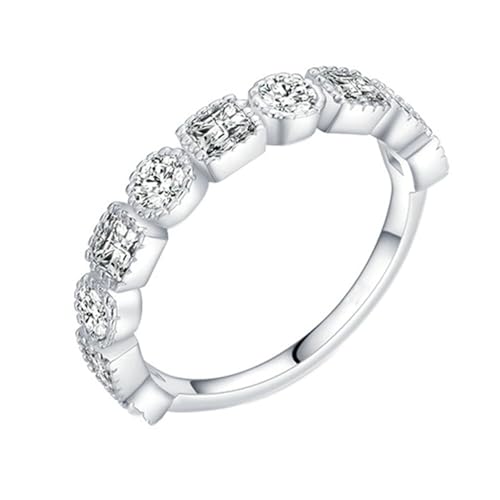 Daesar Frauen Ringe 375 Weißgold, Trauringe Damen Einzeln mit Moissanit Ewigkeit Verlobungsringe Hochzeit Ringe Gr.60 (19.1) von Daesar