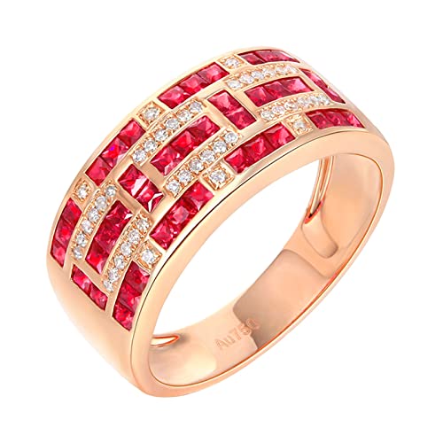 Daesar Frauen Ringe 585 Rotgold, Trauring Damen Einzeln Breit mit 1.15ct Rubin Bandring Verlobungsringe Jahrestag Hochzeit Ringe Gr.62 (19.7) von Daesar