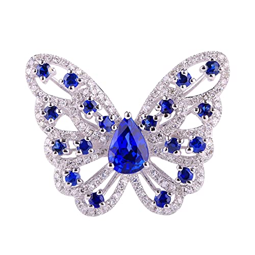 Daesar Frauen Ringe 585 Weißgold, Trauring Damen Einzeln Schmetterling mit 1.15ct Saphir Verlobungsringe Jahrestag Hochzeit Ringe Große 59 (18.8) von Daesar