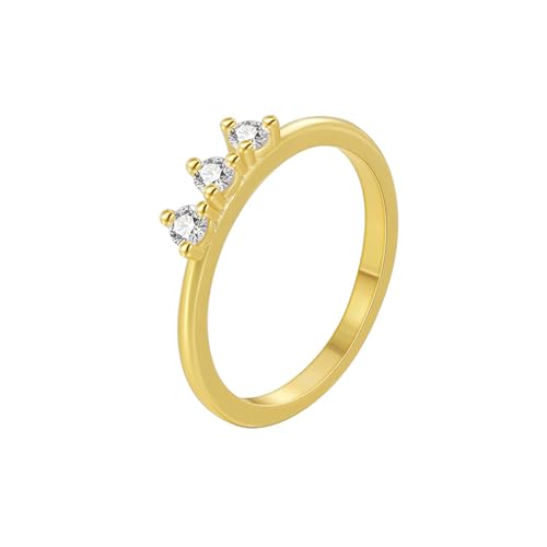 Daesar Frauen Ringe 750 Gold, Trauring Damen Einzeln 3 Steine mit Moissanit Verlobungsringe Hochzeit Ringe Gr.62 (19.7) von Daesar