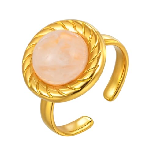 Daesar Frauen Ringe Edelstahl Vergoldet, Ring Personalisiert mit Kristall Offen Gold Ringe Verstellbar von Daesar