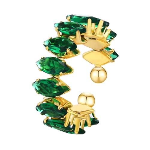 Daesar Frauen Ringe Edelstahl Vergoldet Gold, Ring Personalisiert mit Grün Zirkonia Offen Ringe Verstellbar von Daesar
