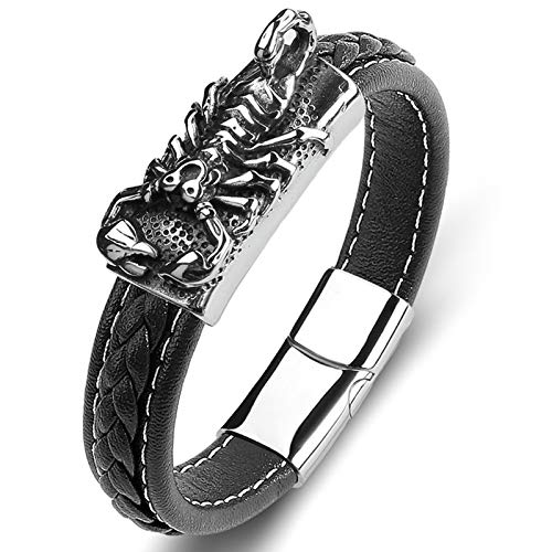 Daesar Freundschaftsarmband Magnetisch Lederarmband Geflochten Schwarz 16.5CM Charms, Skorpion Armbänder Leder Partner Herren 16.5CM von Daesar