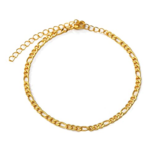 Daesar Fußkettchen Edelstahl Damen, Fußkette 30CM Verlängerung 4MM Figarokette Fußkettchen Gold in Bijouterie von Daesar