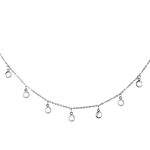 Daesar Fußkette Edelstahl Damen, Fußkettchen 30 cm Silber Gliederkette Dünn mit Zirkonia Fußkette Verlängerung Fußkettchen Urlaub Strand von Daesar