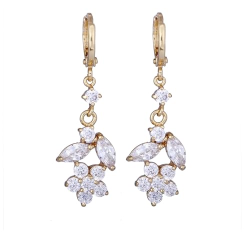 Daesar Gold Creolen 750 Echtgold Damen, Ohrringe Blume Blätter mit Moissanit Hochzeit Ohrringe Creolen Nickelfrei von Daesar