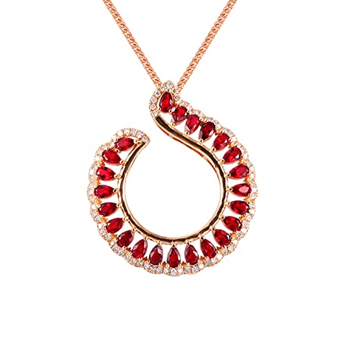 Daesar Halskette 375 Gold Damen mit Anhänger, Kette Gold 45CM Charms Anhänger mit 1.3ct Tropfen Rubin und Diamant Hochzeit Halskette Gold Wasserfest von Daesar