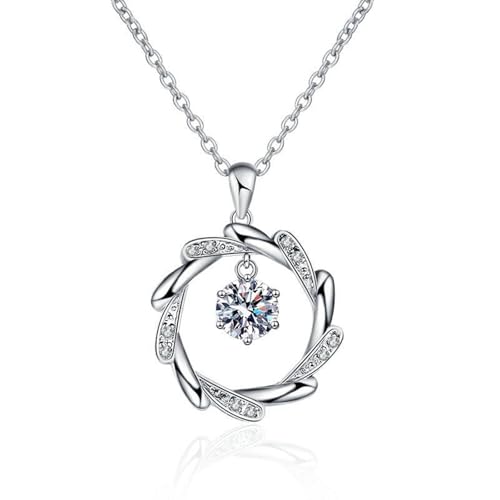 Daesar Halskette 375 Weißgold Damen mit Anhänger, Kette Weißgold 45CM Charms Anhänger Kranz mit Erstellten Diamant Halskette Weißgold Wasserfest von Daesar