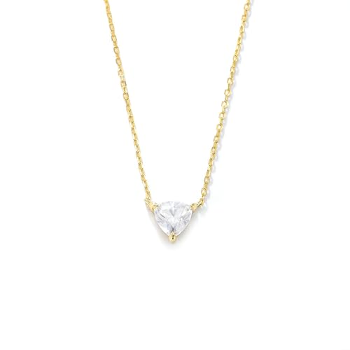 Daesar Halskette Damen 45CM mit Anhänger, Gold Kette Frauen Echt 375 Solitär mit Moissanit Anhänger Halskette für Frauen Charms von Daesar