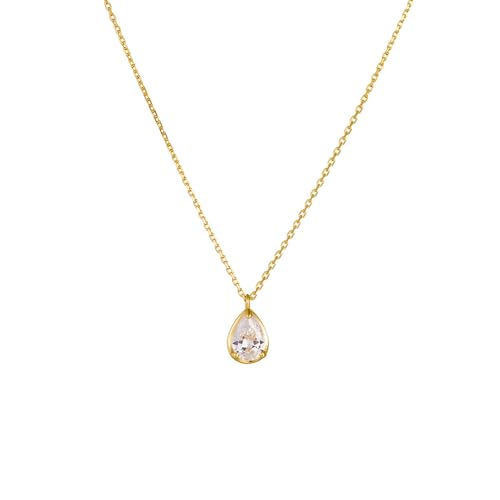 Daesar Halskette Damen 45CM mit Anhänger, Gold Kette Frauen Echt 585 Tropfen Moissanit Anhänger Halskette für Frauen Charms von Daesar