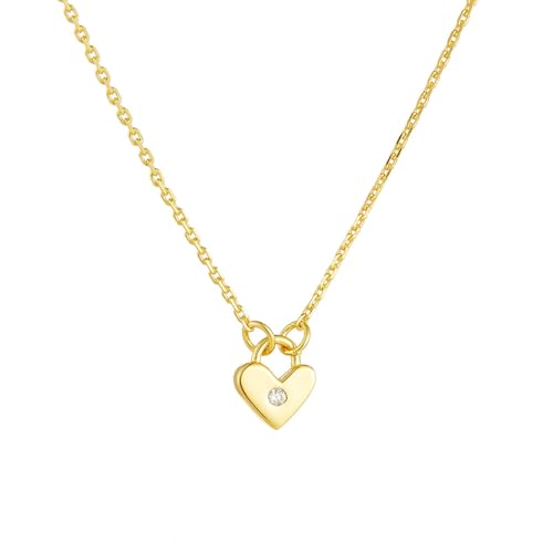 Daesar Halskette Damen 45CM mit Anhänger, Gold Kette Frauen Echt 750 Herz mit Diamant Anhänger Halskette für Frauen Charms von Daesar