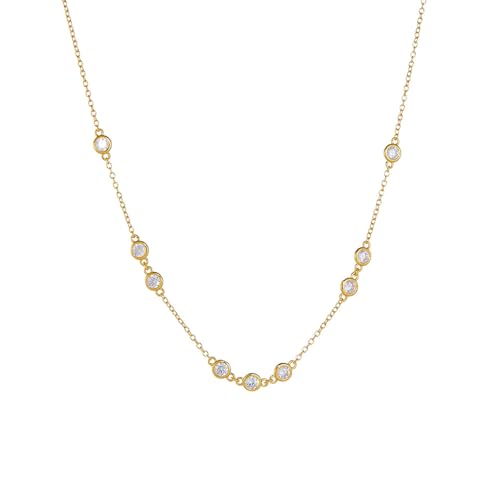 Daesar Halskette Damen Gold 585 Echtgold, Collier Kette mit Moissanite Schlüsselbein Halskette Gold 45CM für Charms von Daesar
