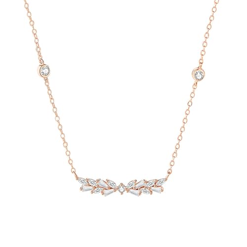 Daesar Halskette Damen Rotgold 18K Echtgold 750, Charms Anhänger Weizen mit Moissanit Kette Rosegold 45CM Wasserfest für Frauen von Daesar