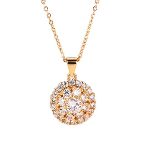 Daesar Halskette Damen Rotgold 585 Echtgold, Kette mit Anhänger Sonnenblume Erstellten Diamant Halskette Rosegold 45CM für Charms von Daesar