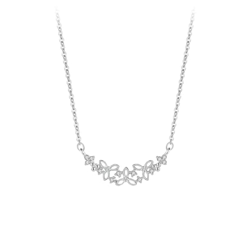 Daesar Halskette Damen Weißgold 585 Echtgold, Kette Anhänger Blumen mit Diamant Halskette Weißgold 45CM für Charms von Daesar