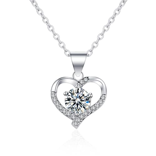 Daesar Halskette Damen Weißgold 750 Echtgold, Kette Anhänger Herz mit Erstellten Diamant Halskette Weißgold 45CM für Charms von Daesar