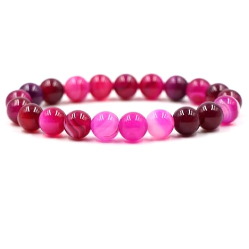 Daesar Herren Armbänder, Perlenarmband Chakra 10MM Rot Achat Männer Armbänder Charms 20CM von Daesar