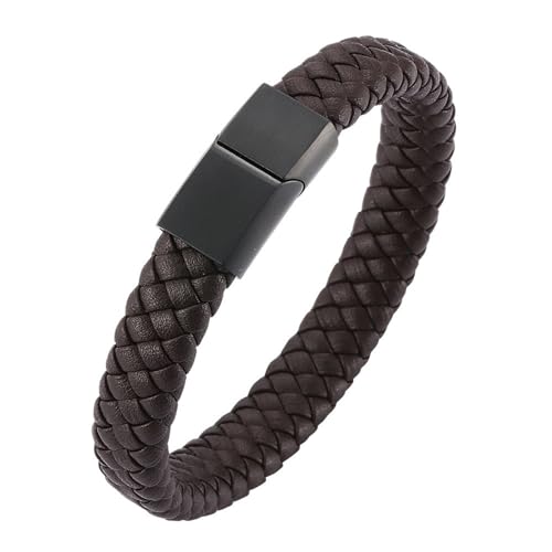 Daesar Herren Armbänder Braun Leder, Lederarmband 12MM mit Magnetverschluss Freundschaftsarmband Jungs 20.5CM von Daesar