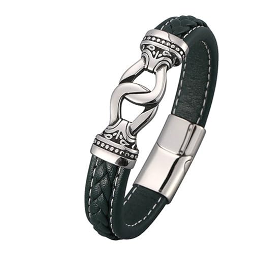 Daesar Herren Armbänder Grün Leder, Lederarmband Ethno Knoten mit Magnetverschluss Freundschaftsarmband Jungs 16.5CM von Daesar