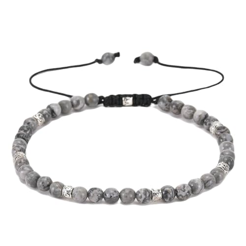Daesar Herren Armband Verstellbar, Perlenarmband Chakra 4MM Grau Achat Männer Armbänder Charms 19-30CM Daesar Herren Armband Verstellbar, Perlenarmband Chakra 4MM Grau Achat Männer Armbänder Charms 19-30CM von Daesar