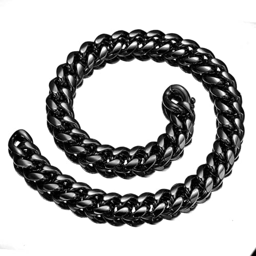 Daesar Herren Halskette 61CM Edelstahl ohne Anhänger, 14MM Panzerkette Curb Chain Schwarz Kette Biker Hip Hop Partnerkette Personalisiert Daesar Herren Halskette 61CM Edelstahl ohne Anhänger, 14MM Panzerkette Curb Chain Schwarz Kette Biker Hip Hop Partnerkette Personalisiert von Daesar