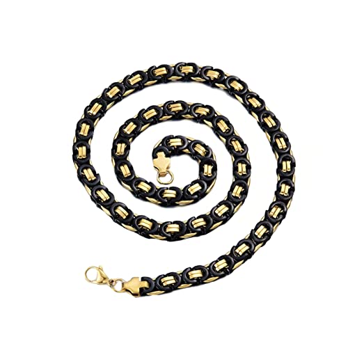 Daesar Herren Halskette Biker 60CM, 8.5MM Königskette Kette Edelstahl ohne Anhänger Partnerkette Gold Schwarz Daesar Herren Halskette Biker 60CM, 8.5MM Königskette Kette Edelstahl ohne Anhänger Partnerkette Gold Schwarz von Daesar