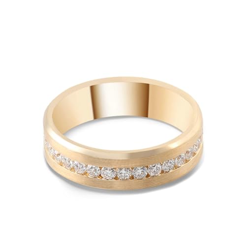 Daesar Herren Ring 585 Gold, Verlobungsring Matt mit Moissanit Bandring Trauringe Eheringe Nickelfrei Gr.57 (18.1) von Daesar