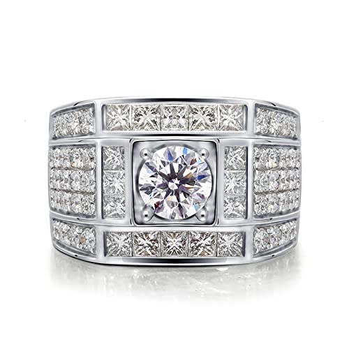 Daesar Herren Ring 750 Weißgold, Verlobung Ring Breit 4-Steg-Krappenfassung mit Diamant 0.5ct Weißgold Ringe Männer Trauringe Nickelfrei Gr.66 (21.0) von Daesar