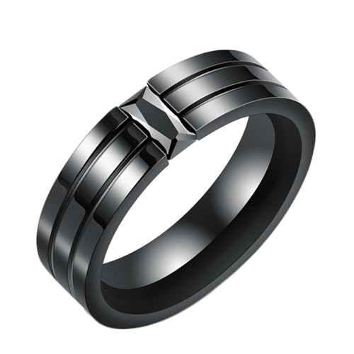 Daesar Herren Ring Edelstahl, Ringe Partnerringe Personalisiert 6MM mit Zirkonia Bandring Schwarz Ring Große 60 (19.1) von Daesar