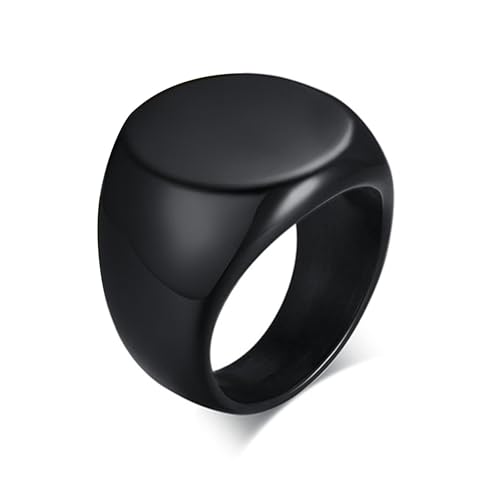 Daesar Herren Ring Edelstahl, Ringe Partnerringe Personalisiert Breit 20MM Siegelring Schwarz Ring Größe 65 (20.7) von Daesar
