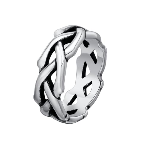 Daesar Herren Ring Edelstahl, Ringe Partnerringe Personalisiert Unendlichkeit 8.5MM Vintage Silber Ring Gr.65 (20.7) von Daesar