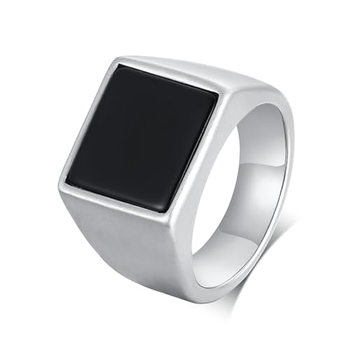 Daesar Herren Ring Edelstahl, Ringe Partnerringe Personalisiert mit Acryllack Sieglring Silber Ring Größe 54 (17.2) von Daesar