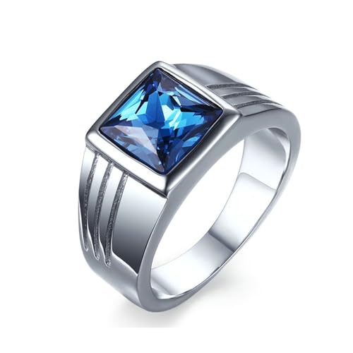 Daesar Herren Ring Edelstahl, Ringe Partnerringe Personalisiert mit Blau Rot Zirkonia Siegelring Silber Ring Gr.60 (19.1) von Daesar