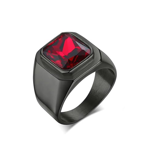Daesar Herren Ring Edelstahl, Ringe Partnerringe Personalisiert mit Rot Zirkonia Siegelring Schwarz Ring Gr.60 (19.1) von Daesar