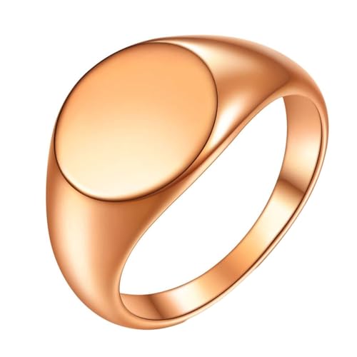 Daesar Herren Ring Personalisiert, Edelstahl Ringe 12MM Rund Glänzend Siegelring Rosegold Ring Große 49 (15.6) von Daesar