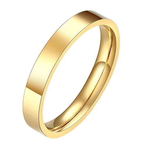 Daesar Herren Ring Personalisiert, Edelstahl Ringe 3MM Glänzend Bandring Gold Ring Große 57 (18.1) von Daesar