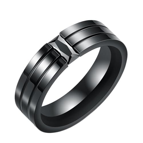 Daesar Herren Ring Personalisiert, Ringe Edelstahl 6MM mit Zirkonia Bandring Schwarz Ring Große 62 (19.7) von Daesar