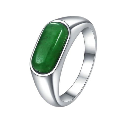 Daesar Herren Ring Personalisiert, Ringe Edelstahl mit Grün Naturstein Siegelring Silber Ring Große 62 (19.7) von Daesar