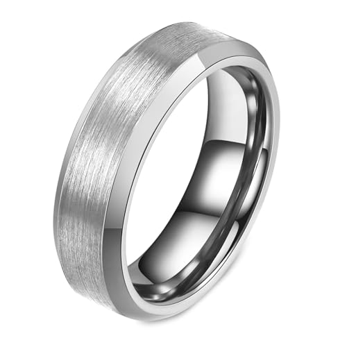 Daesar Herren Ring Wolfram, Ringe Partnerringe Personalisiert 6MM Gebürstet Bandring Silber Ring Große 65 (20.7) von Daesar