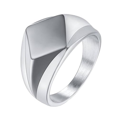 Daesar Herren Ringe Edelstahl Silber, Ring Personalisiert 18MM Glänzend Siegelring Ring Gr.65 (20.7) von Daesar