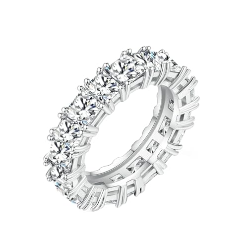 Daesar Hochzeitsringe Echt Weißgold 375, Damen Ring 5MM mit Moissanit Bandring Verlobungsringe Trauringe für Frauen Gr.56 (17.8) von Daesar
