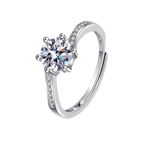 Daesar Hochzeitsringe Echt Weißgold 585, Damen Ring Blume mit 1ct Moissanit Verlobungsringe Trauringe für Frauen Größe 61 (19.4) von Daesar