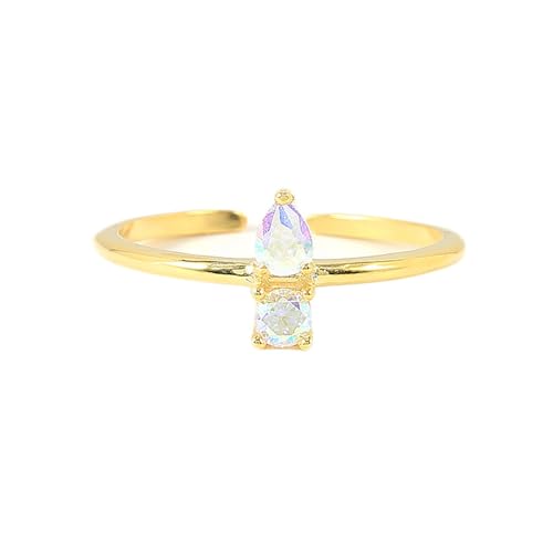 Daesar Hochzeitsringe Gold 750, Ring Damen Offen mit Kristall Verlobungsringe Trauringe für Frauen Gr.54 (17.2) von Daesar