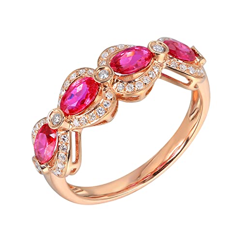 Daesar Hochzeitsringe Rotgold 375, Damen Ring Knoten mit 1.05ct Oval Rubin Verlobungsringe Trauringe für Frauen Gr.49 (15.6) von Daesar
