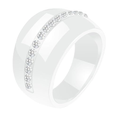 Daesar Keramik Ringe Herren, Männer Ring Personalisiert 14MM Glänzend mit Zirkonia Weiß Ringe Gr.54 (17.2) von Daesar