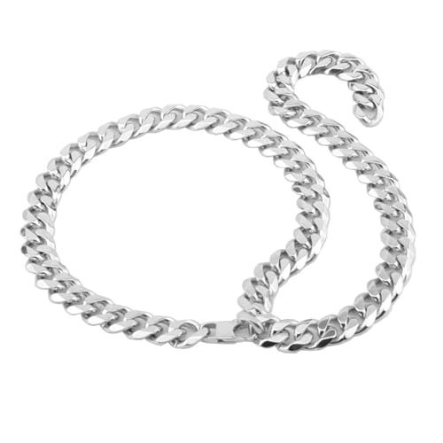 Daesar Kette 61CM Edelstahl ohne Anhänger, Panzerkette Curb Chain mit Karabinerverschluss 17MM Herren Halskette Hip Hop Silber Freundschaftskette Personalisiert von Daesar