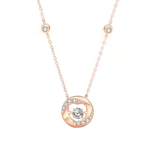 Daesar Kette Damen Rotgold 585 Echtgold mit Anhänger, Halskette Charms Mobius mit Moissanit Anhänger Kette Rosegold 45CM Wasserfest von Daesar