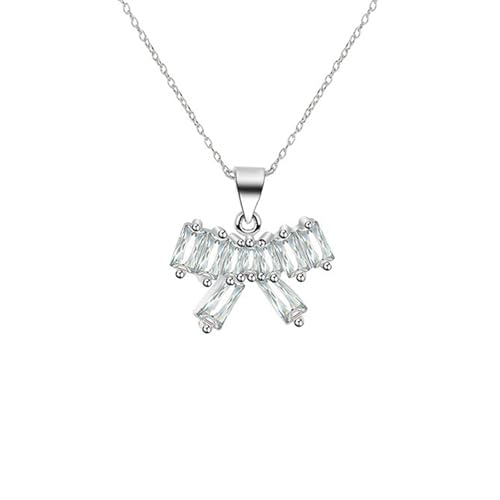 Daesar Kette Damen Weißgold 585 Echtgold mit Anhänger, Halskette Charms Geometrie Erstellten Diamant Anhänger Kette Weißgold 45CM Wasserfest von Daesar